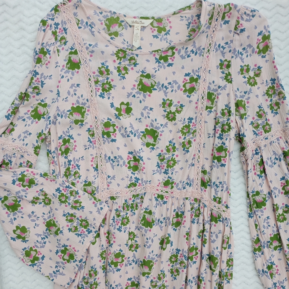 Matilda Jane women's floral lace blouse top shirt tunic large pink